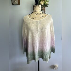 Easel tunic top 3 tones cotton blend neutral chic burn out